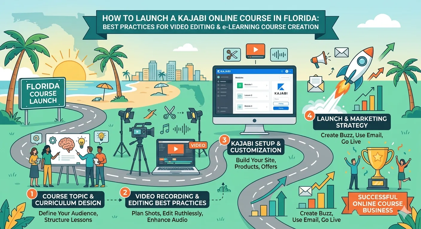 Kajabi workflow for launching online course