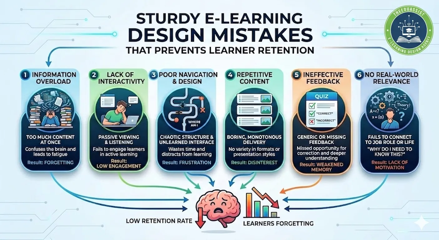 Sturdy E-learning Design Mistakes That Prevents Retention Rate of the Learner