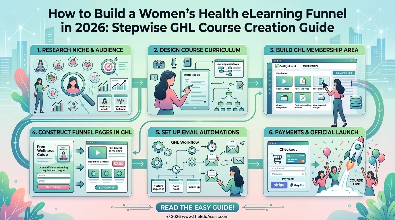 Process Involved in Building a Women’s Health eLearning Funnel in 2026 via GHL Course