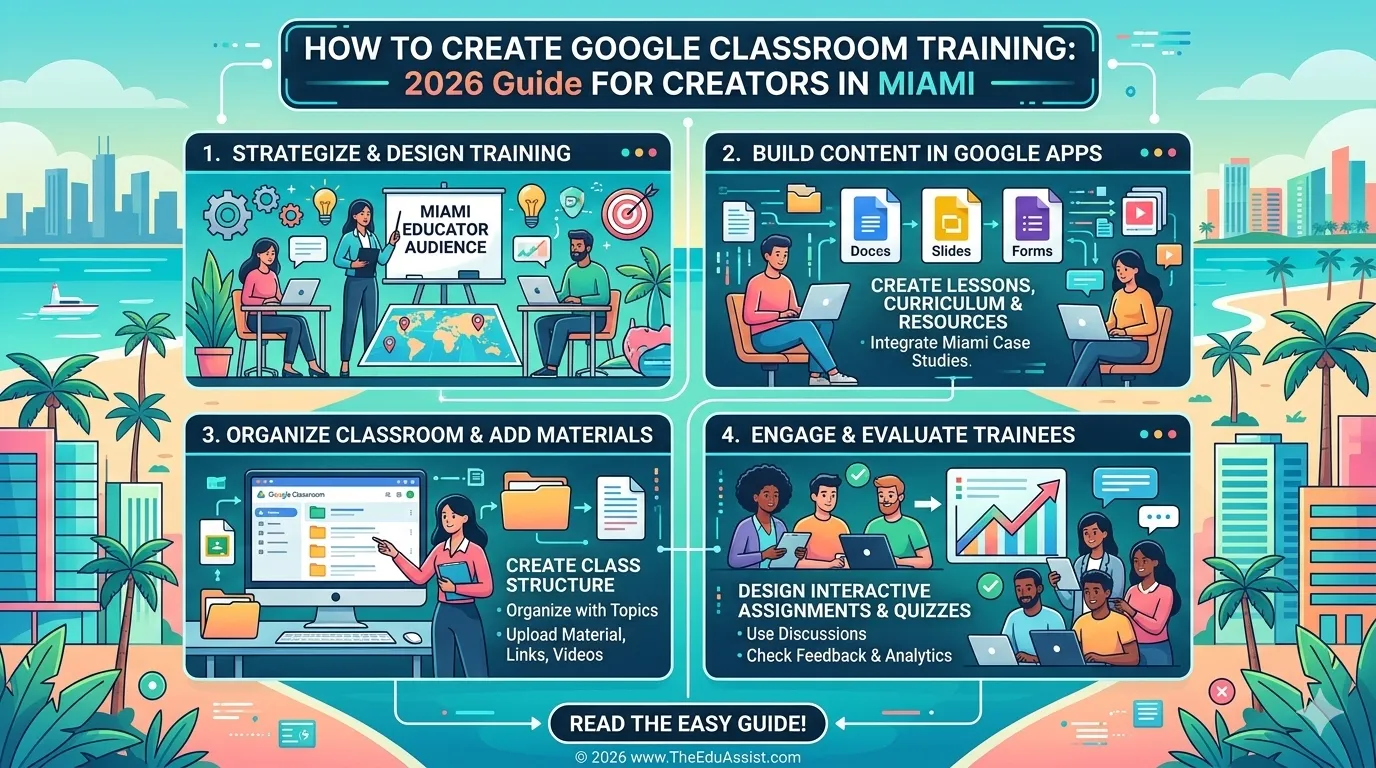 image representing the step involved in creating a google classroom training in 2026 in Miami