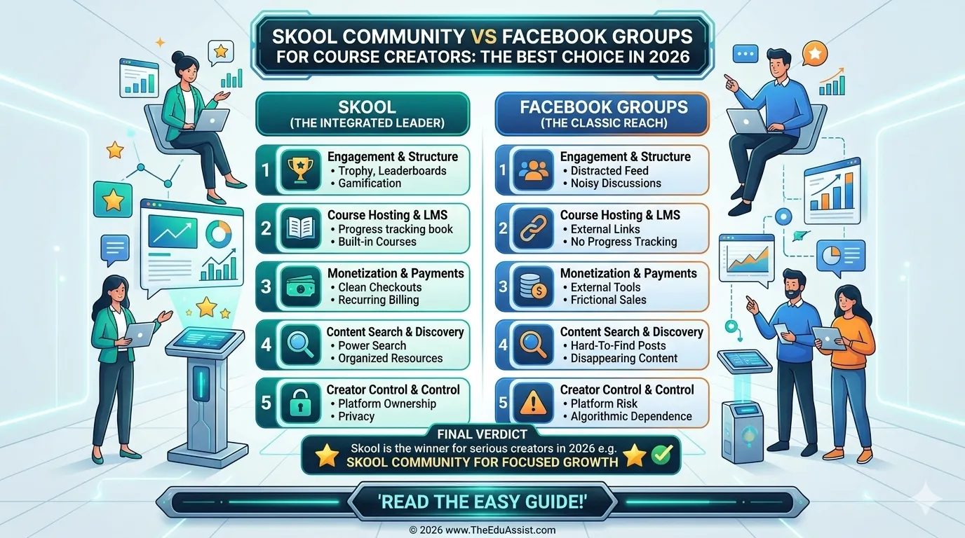 compare skool versus facebook community