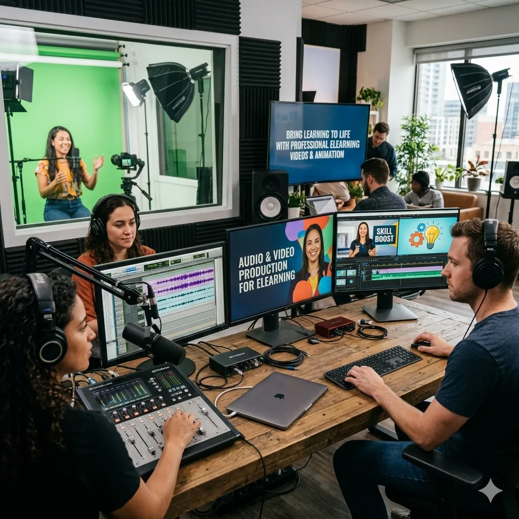 process of audio and video production for elearning