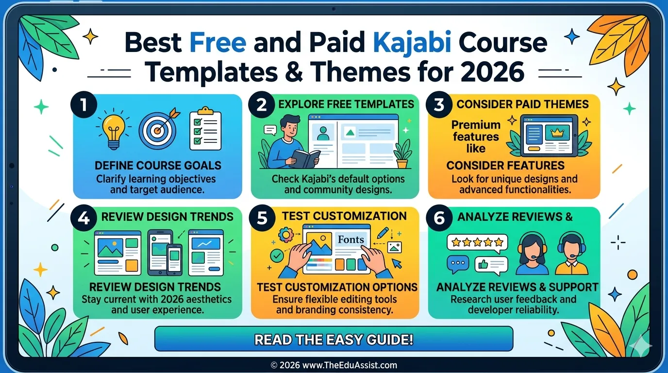 process to choose free or paid kajabi templates and themes