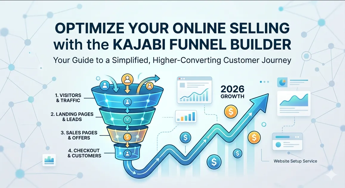 Kajabi funnel builder step-by-step customer journey diagram for 2026 business growth.