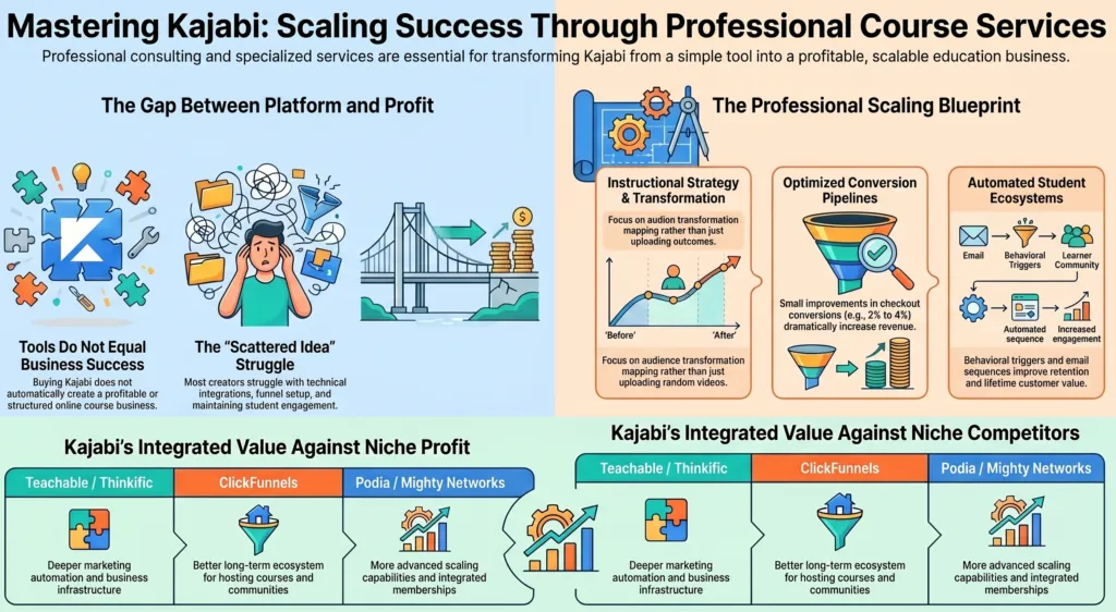 benefits of hiring experts for scaling kajabi course service