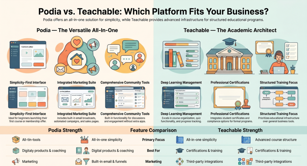 podia vs teachable guide