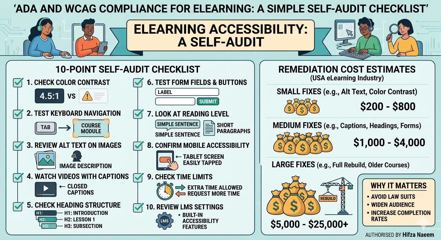 ADA and WCAG Compliance for eLearning: A Simple Self-Audit Checklist