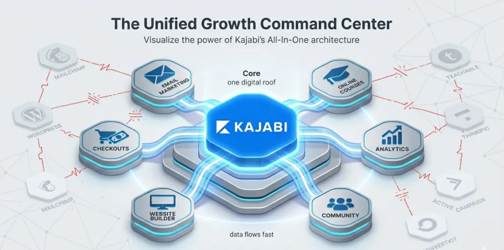 Comparing the native all-in-one architecture of kajabi lead generation funnels against fragmented competitor platforms.